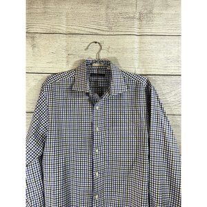 Miller Brothers Ltd. Men's L Gray/Blue/White Plaid Long Sleeve Button Up Shirt